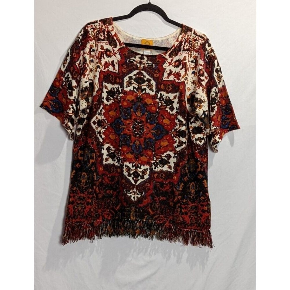 Ruby Rd. Large Top Fringe COLORFUL Stretchy COMFY